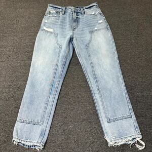 Abercrombie & Fitch Annie High Rise Girlfriend Jean Women 26/2S Blue Distressed